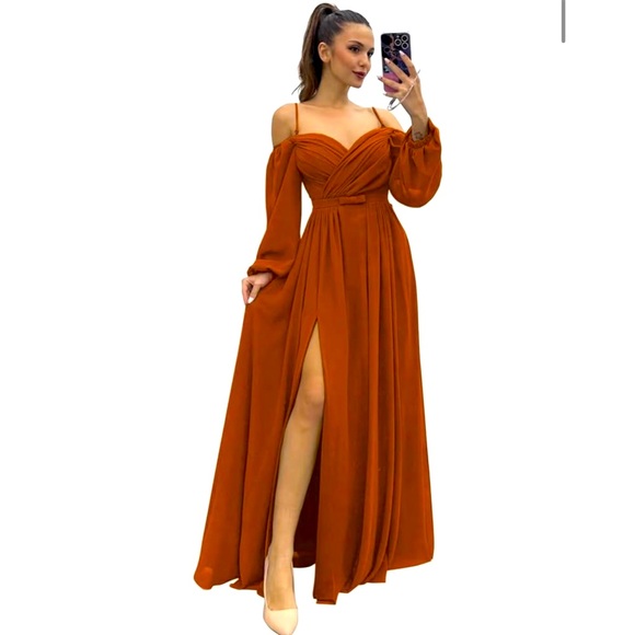 Burnt orange off the shoulder/strap dress - Picture 1 of 1